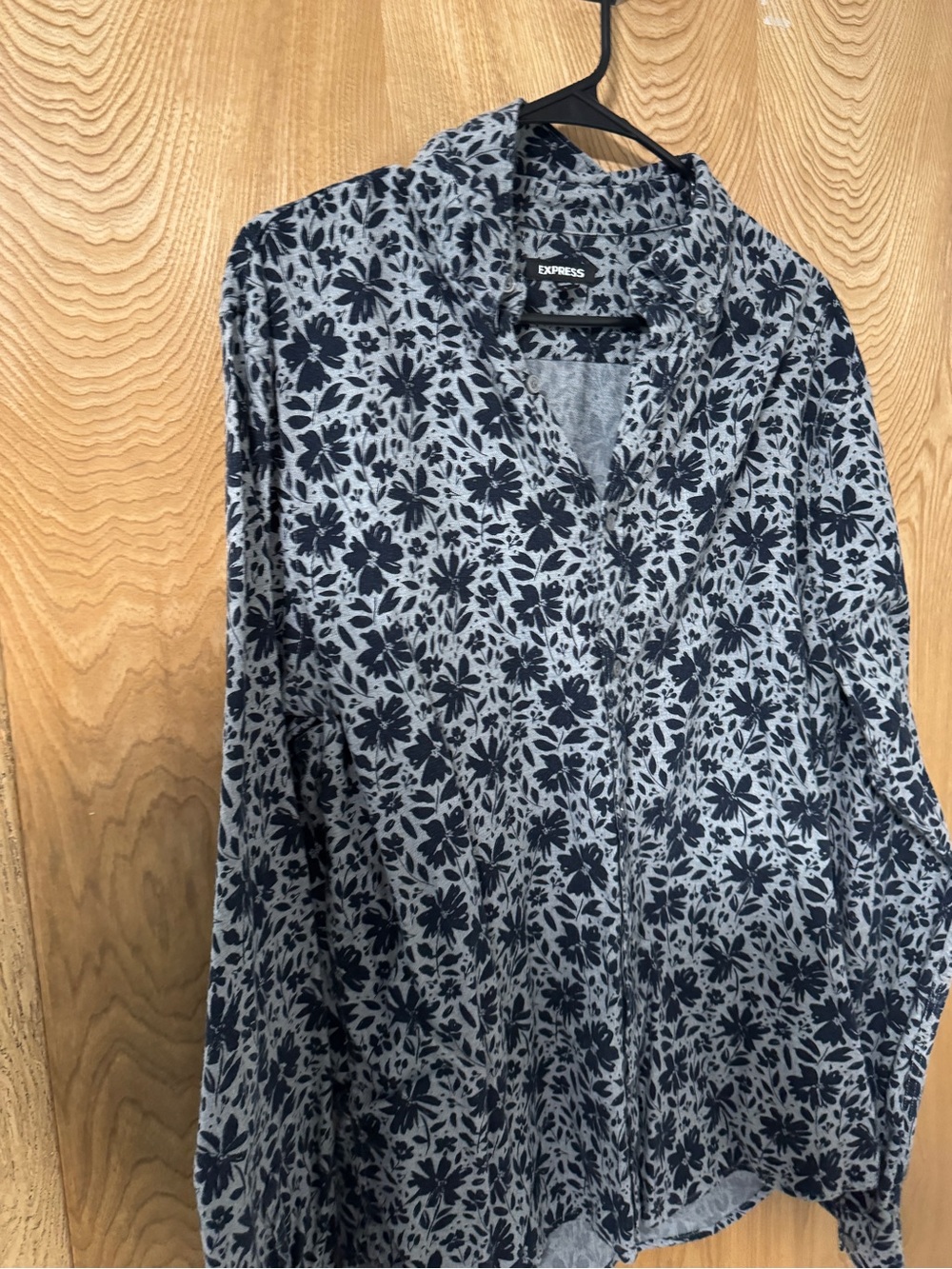 Express Gray Floral Button-Down Shirt Jacket